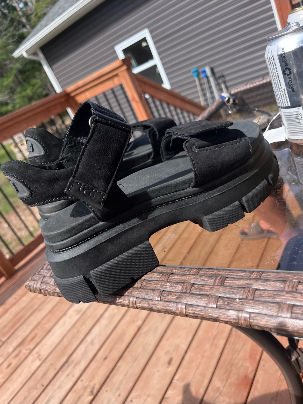 UGG Black Chunky Platform Sport Sandals